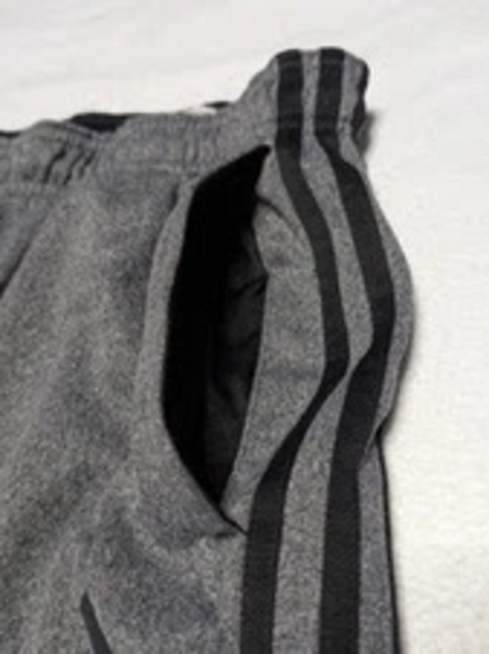 Adidas Tricot Joggers Mens Large Side Stripes Ankle Cuffs Drawstring Gray + Blac - Picture 14 of 15